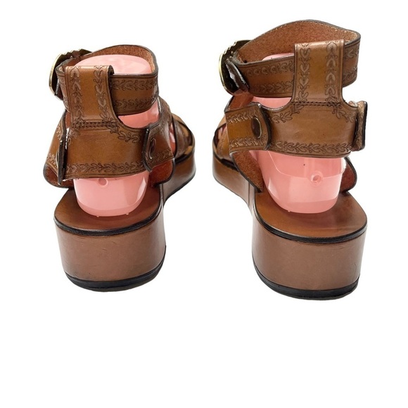 Isabel Marant Nuriee Leather Platform Sandal Cognac Size 40 - Picture 4 of 9